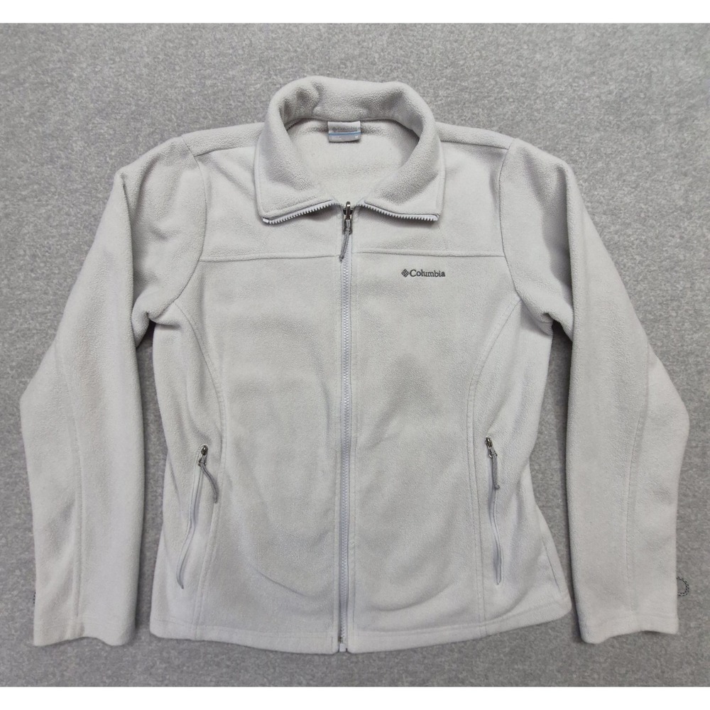 Columbia Benton Springs Fleece Jacket Womens Small White Full Zip Soft MTR Shell
